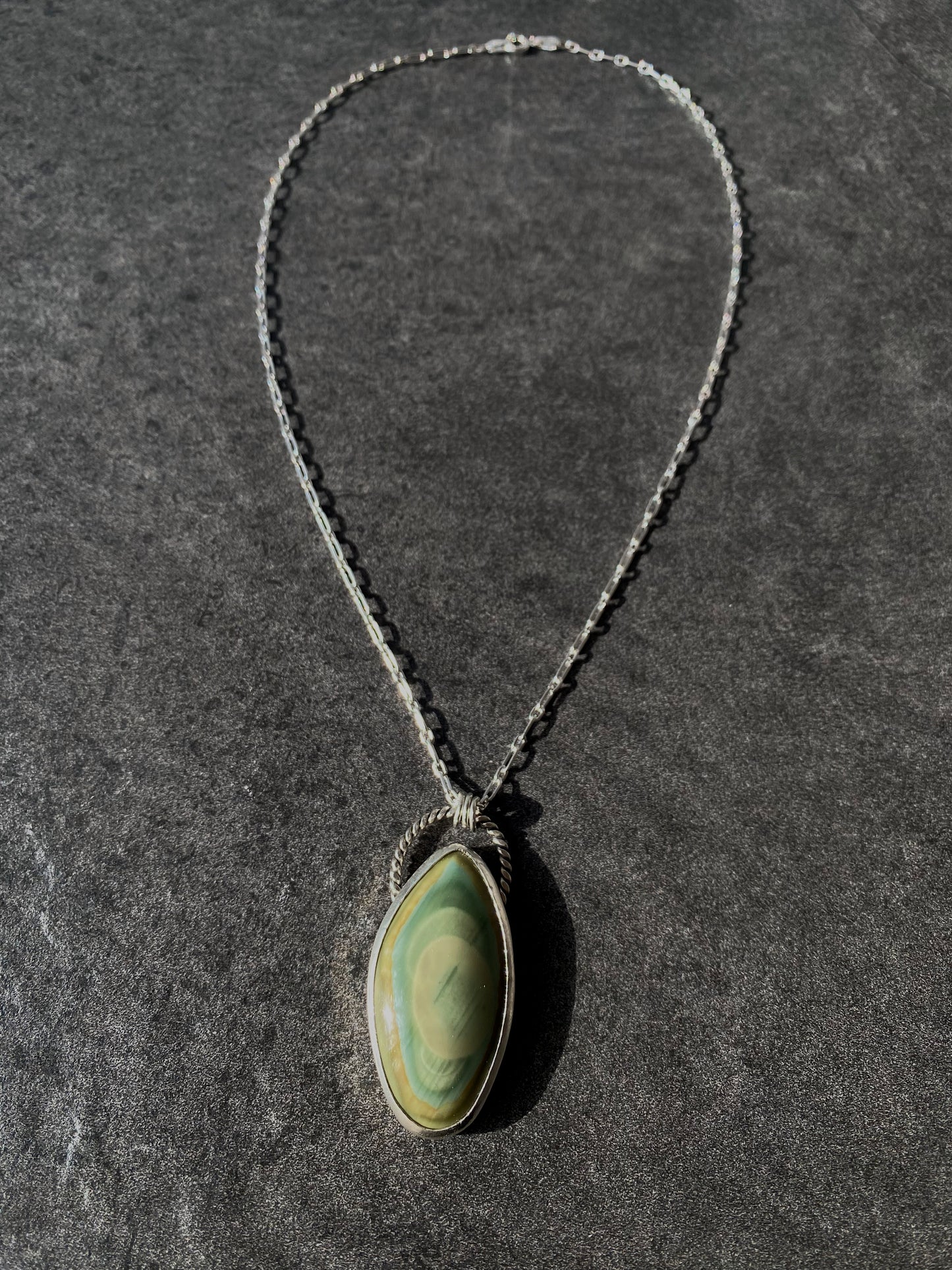 Mexican Green Jasper & Sterling Silver Necklace