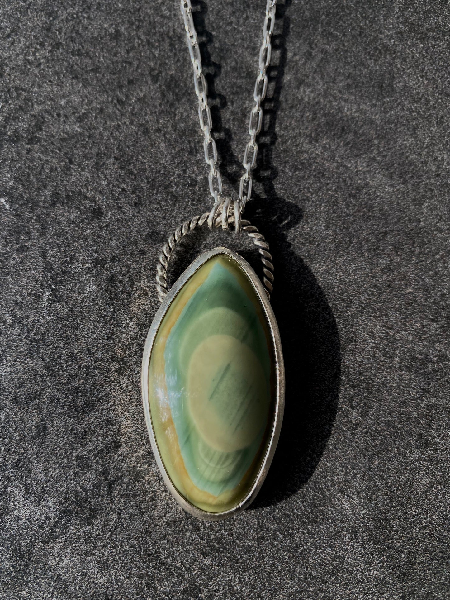 Mexican Green Jasper & Sterling Silver Necklace