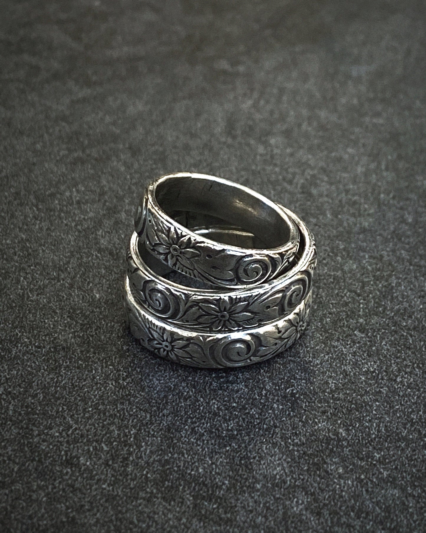 Imprinted Silver Ring Band