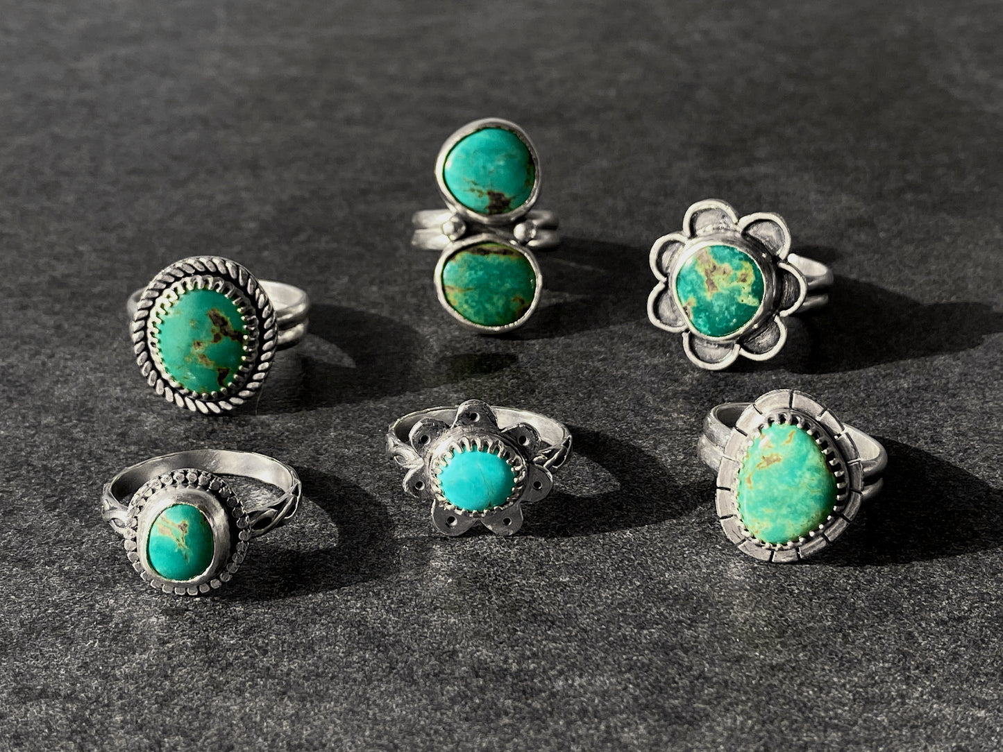 Turquoise Flower Ring ~ Sz 8.5