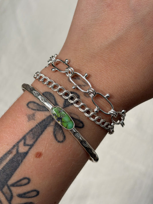 Stamped Turquoise Cuff ~ Sz Medium