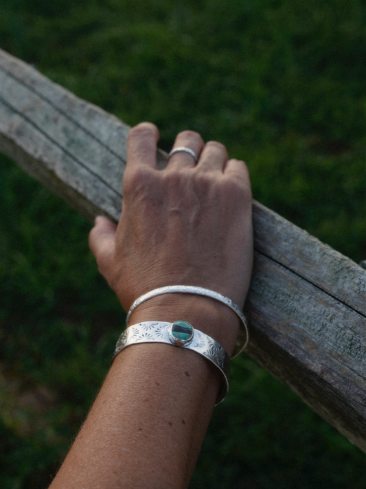 Chunky Stamped Variscite Cuff ~ Sz Small