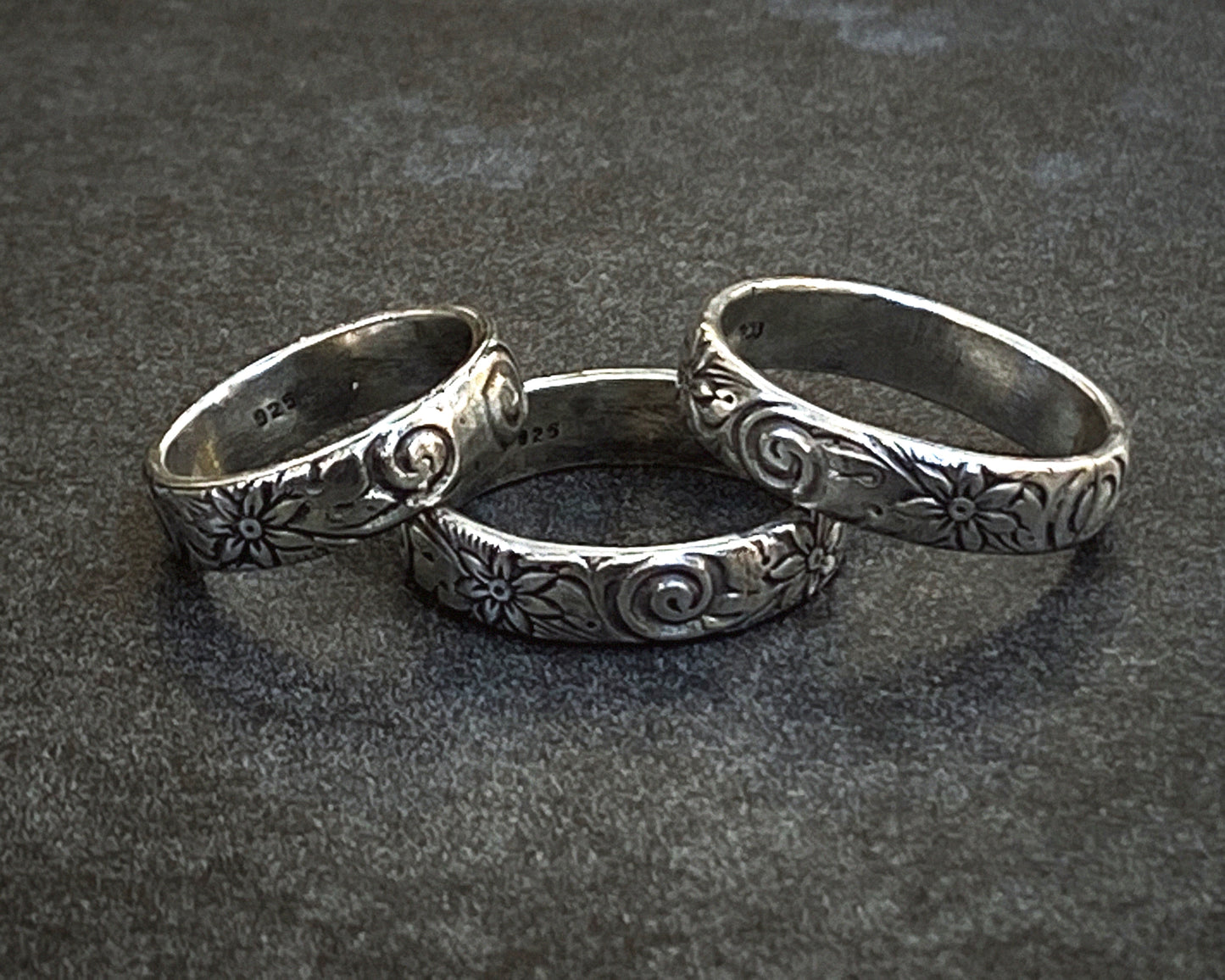 Imprinted Silver Ring Band
